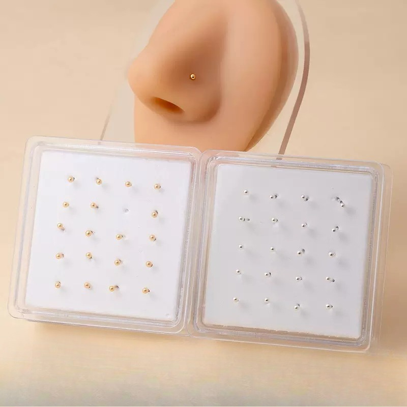 Body Jewelry Storage - กล่องเครื่องประดับเงิน จิวเวลรี่สำหรับจมูก ลูกปัดทรงกลม แหวนจมูก อุปกรณ์เจาะร่างกาย