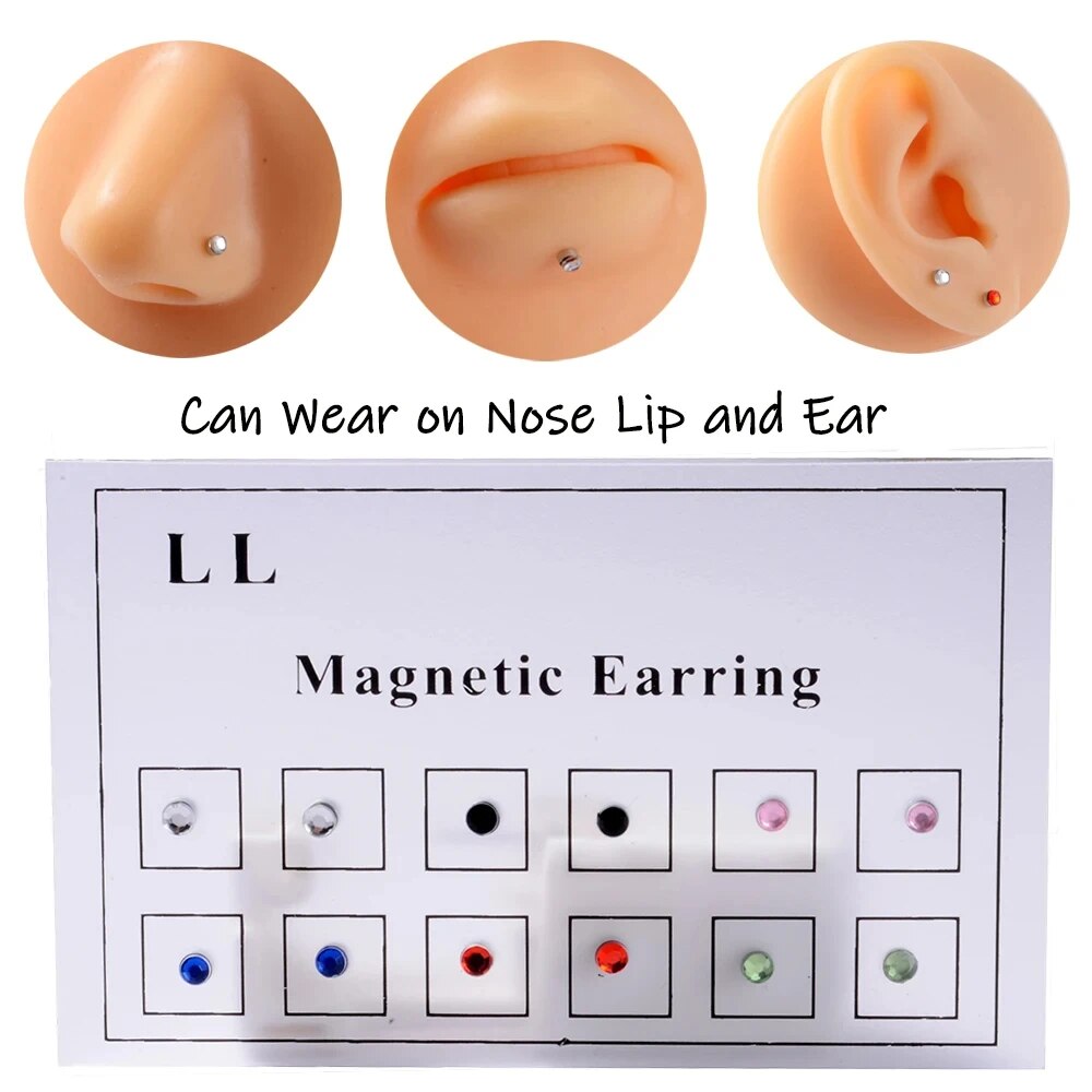 Body Jewelry Ear - 12 ชิ้น/การ์ดปลอม Cheater ไม่เจาะแม่เหล็กหู Tragus Cartilage