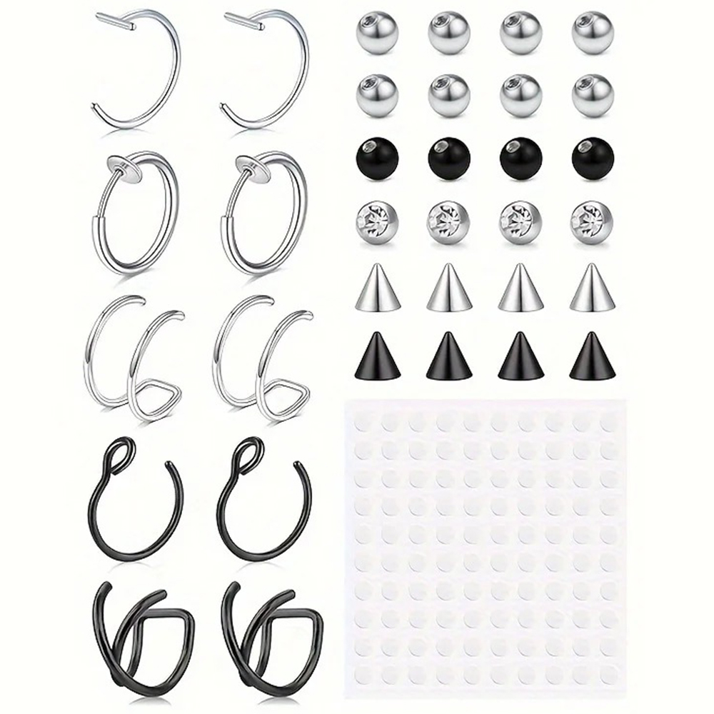 Body Jewelry Ear - เครื่องประดับเจาะปลอม แหวนเจาะปากปลอม แหวนเจาะจมูกปลอม ห่วงเจาะปลอม แหวนเจาะลายกัดงูปลอม แหวนเจาะคิ้วปลอม