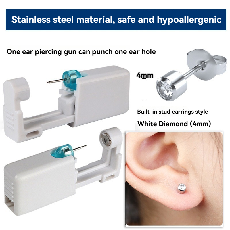 Body Jewelry Cartilage Earrings - ชุดอุปกรณ์เจาะหูแบบใช้แล้วทิ้ง ปลอดเชื้อ สำหรับเจาะกระดูกอ่อน แทรกซัส เฮลิกซ์ ไม่เจ็บ