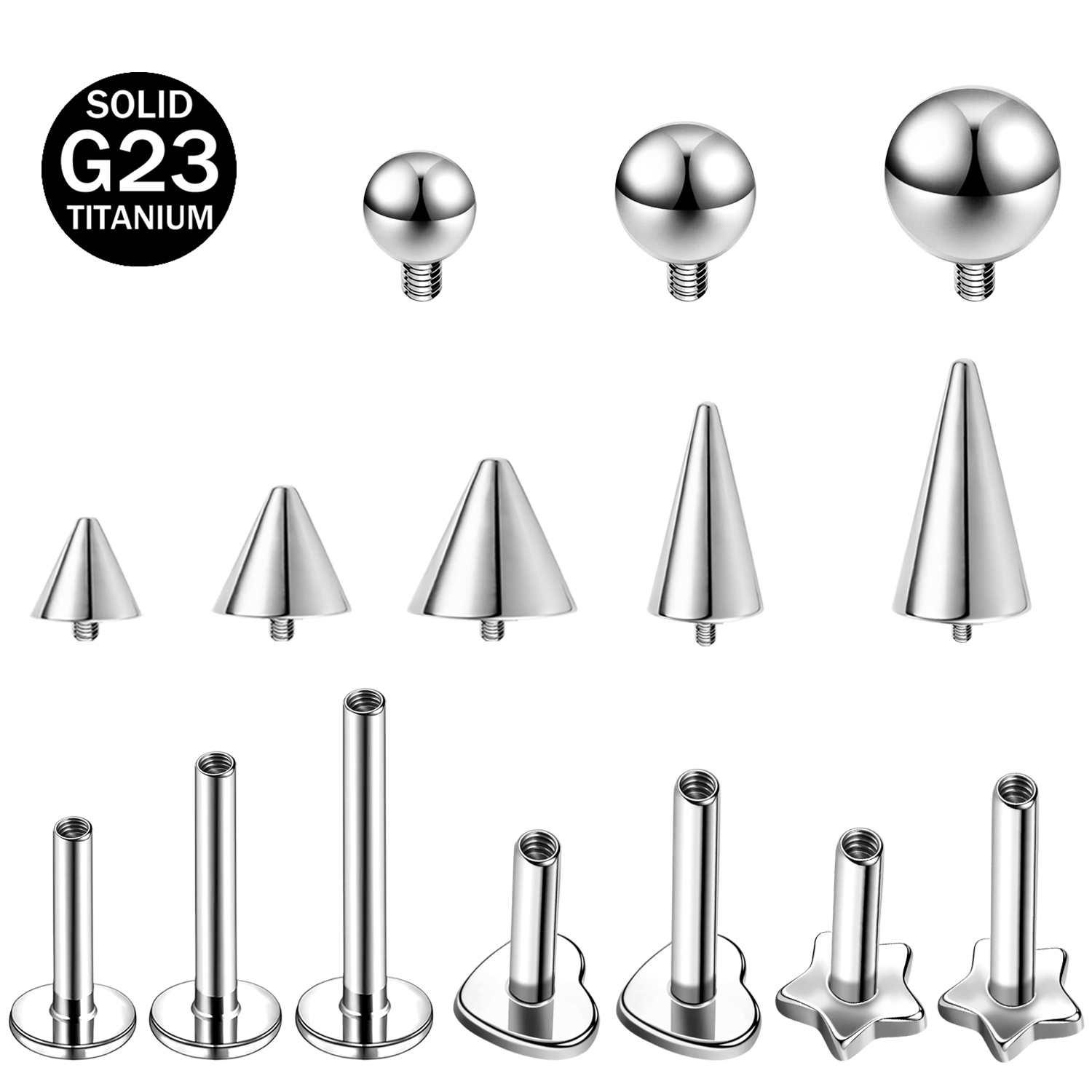 Zs Body Jewelry - ZS G23เจาะริมฝีปากหัวใจดวงดาวเด่น1ชิ้นต่างหูกระดูกอ่อนเกลียวเกลียวเกลียวทะลุทะลวงร่องขนาด6/8มม.