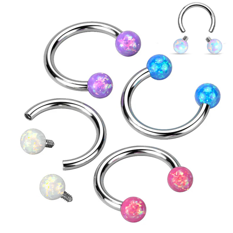 Rook Curved Barbell - วงแหวนจมูกเกือกม้าโอปอลเหล็กสำหรับผ่าตัดแหวนจมูกเกือกม้าเป็นวงแหวนทรงเกือกม้าสังขยา