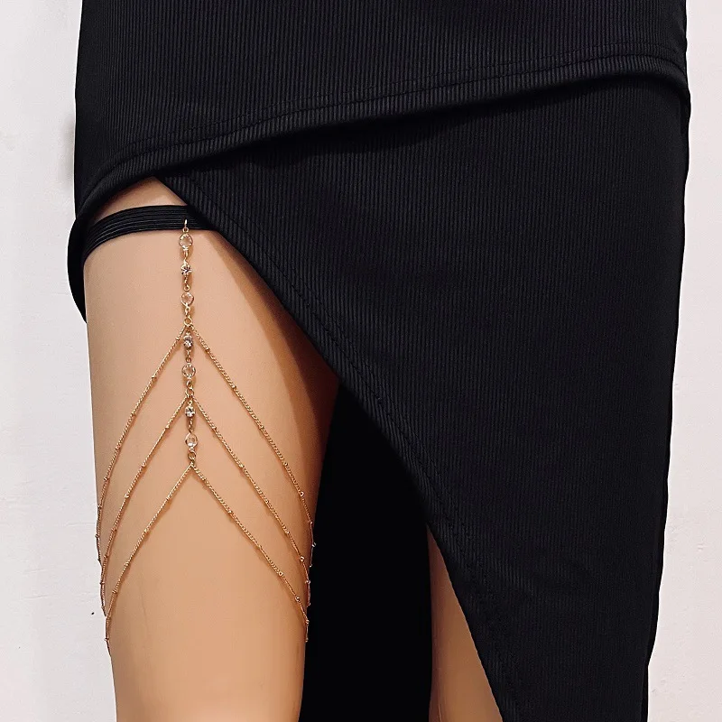 Body Jewelry Leg Chain - แฟชั่นฤดูร้อน Bohemian ต้นขาเซ็กซี่โซ่สําหรับผู้หญิง Double-Layer โลหะขาเทศกาลเครื่องประดับ Accesorios