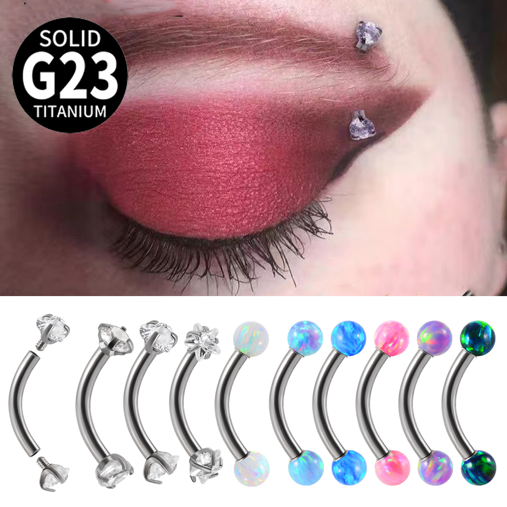 Rook Curved Barbell - 1PC G23ไทเทเนียม CZ ภายในเกลียวโค้ง Barbell โอปอล