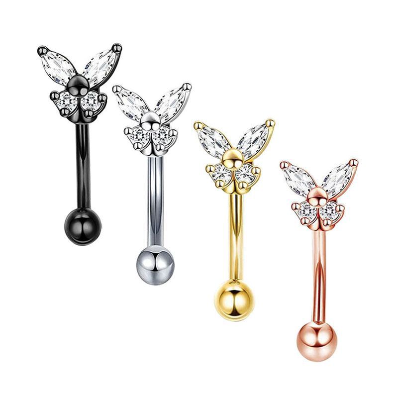 Rook Curved Barbell - เครื่องประดับเจาะหูรูค ทองคำแท้ 14K รูปผีเสื้อ ต่างหูแบบติดคิ้ว ต่างหูรูค