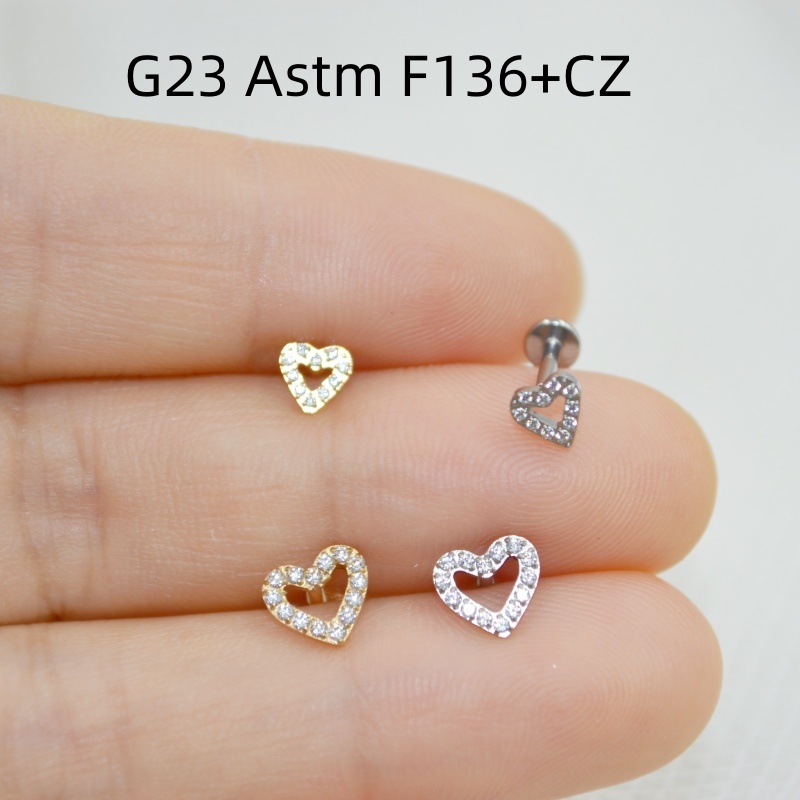 Rook Curved Barbell - 10ชิ้นเครื่องประดับร่างกาย16กรัม x 8มม. G23ไทเทเนียมหัวใจแท่งแท่ง labret เจาะหูแบบเกลียวเจาะรูบาร์บาร์ทรงหมุดเครื่องประดับใหม่