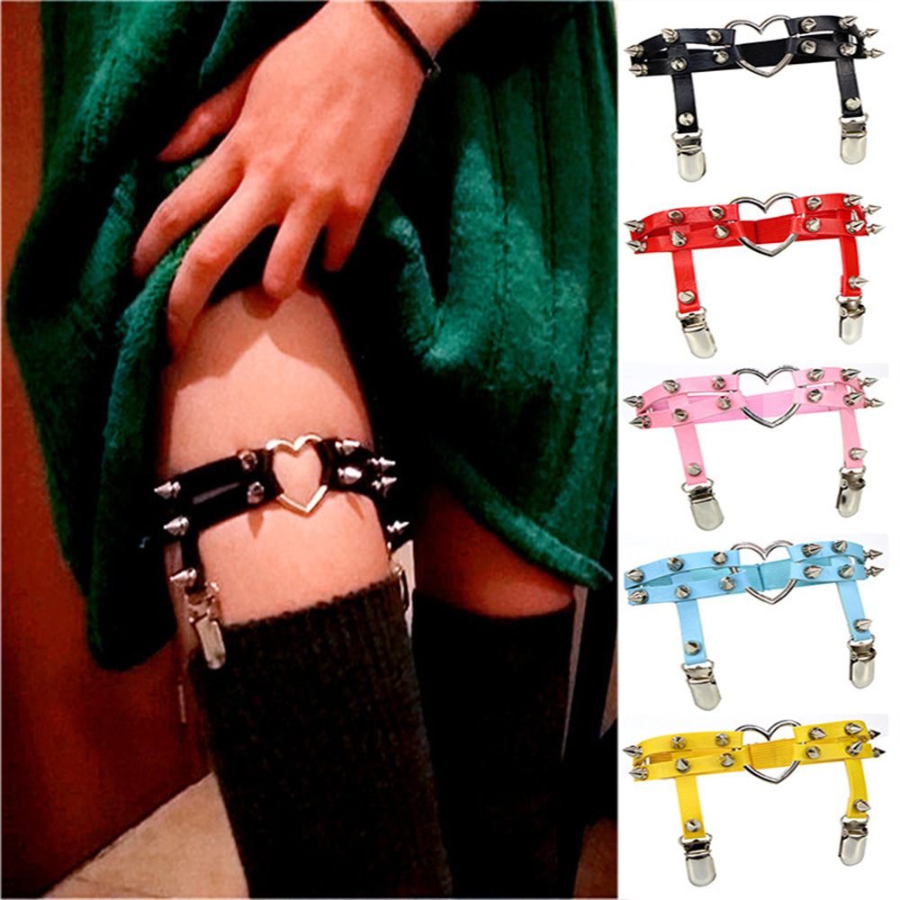Body Jewelry Leg Chain - 1 ชิ้นผู้หญิง Punk Goth หัวใจ PU