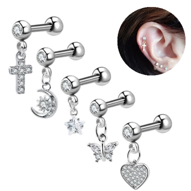 Body Jewelry Surgical Steel - 1PCS Ear Cartilage Stud ต่างหู Barbell