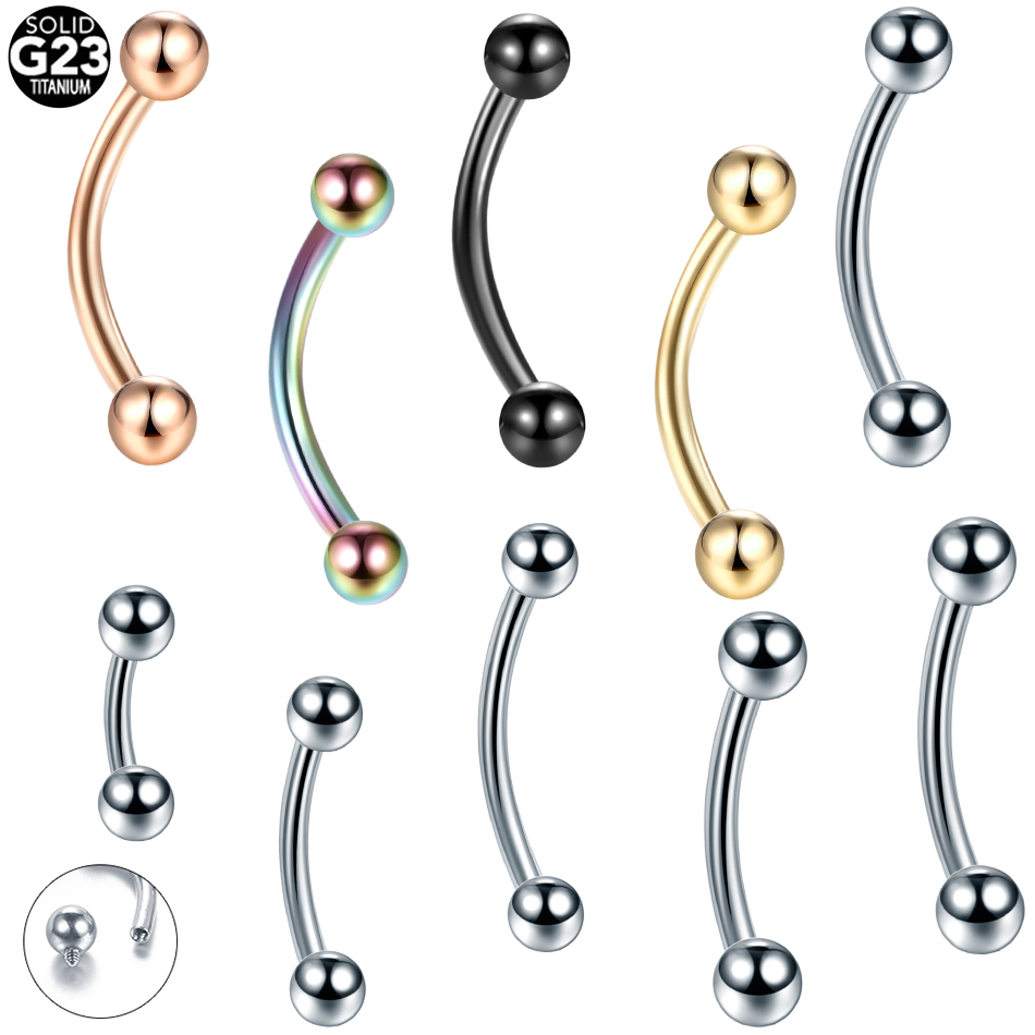 Zoor Body Jewelry - 10 ชิ้น/ล็อต G23 ไทเทเนียมคิ้วกล้วยเจาะแหวนโค้ง Barbell แหวน