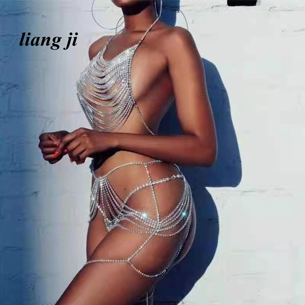 Body Jewelry Bra - เซ็กซี่ Body CHAIN เอวคริสตัลบิกินี่สามจุดกางเกง Bra CHAIN