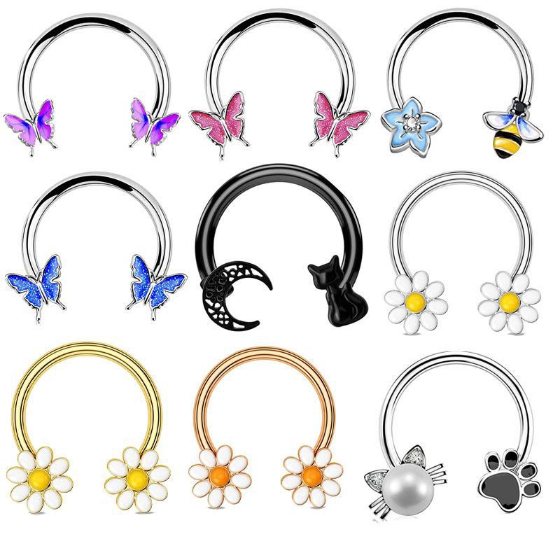 Body Jewelry Ear - แหวนเจาะจมูก 16G แบบวงแหวน ทำจากเหล็กกล้าผ่าตัด ใช้ได้กับการเจาะกระดูกอ่อน หู