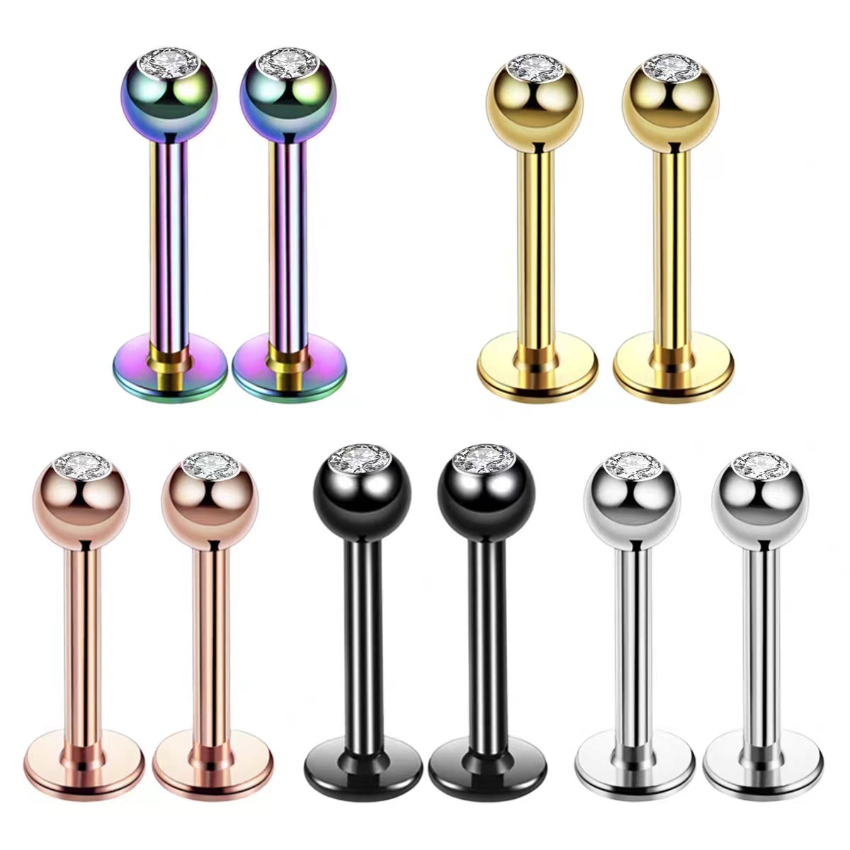 Body Jewelry Ear - จิวเจาะริมฝีปาก/กระดูกอ่อน/หู/ใบหู รุ่น 16G Surgical Steel Ball