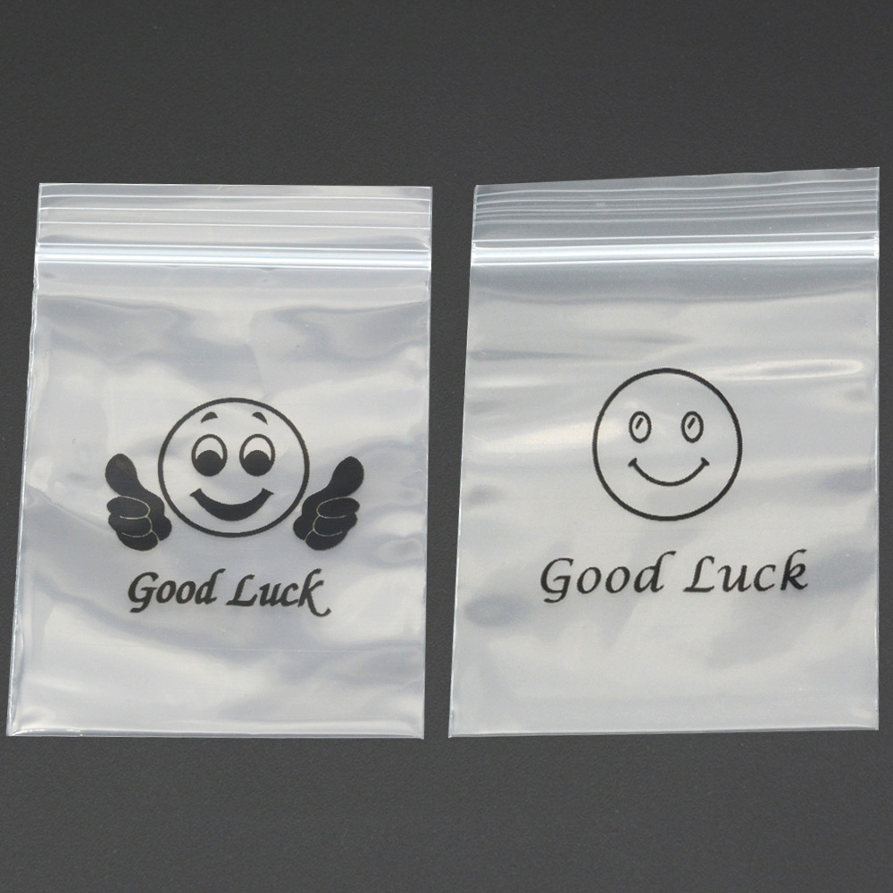Body Jewelry Storage - 100 ชิ้น/ล็อต 4x6cmm ถุงเก็บพลาสติกใสบรรจุภัณฑ์สีดําพิมพ์ Smile Ziplock