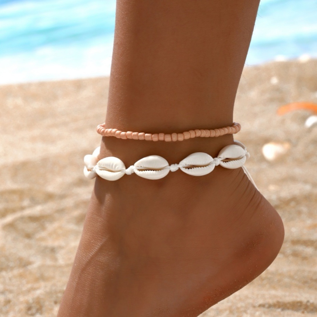 2PCS โบฮีเมียเปลือก Anklets สํ - Body Jewelry Leg Chain บทวิจารณ์และราคา
