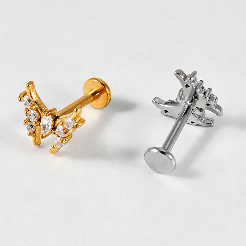 1PC สแตนเลสสตีล Lip Studs ด้าย - Body Jewelry Cartilage Earrings บทวิจารณ์และราคา