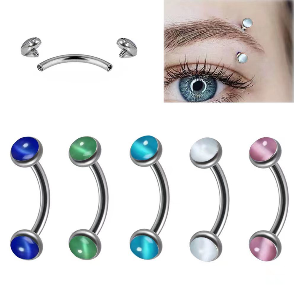 1 ชิ้นเจาะคิ้วกล้วยรูปร่างโอปอ - Zoor Body Jewelry บทวิจารณ์และราคา