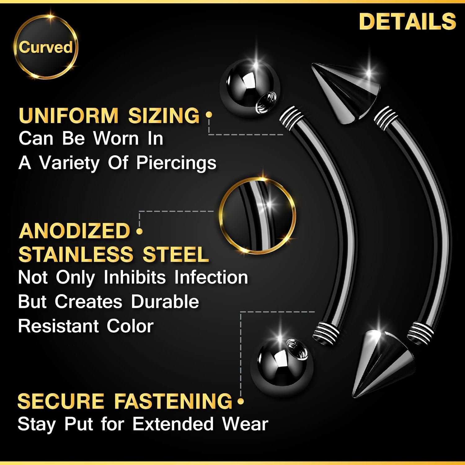 ชุดเครื่องประดับเจาะ 32 ชิ้น/ช - Rook Curved Barbell บทวิจารณ์และราคา