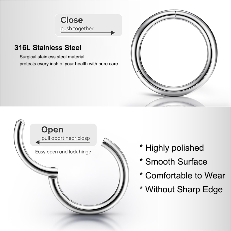แหวนจมูกแบบคลิกเกอร์ 16G 316L  - Body Jewelry Ear บทวิจารณ์และราคา