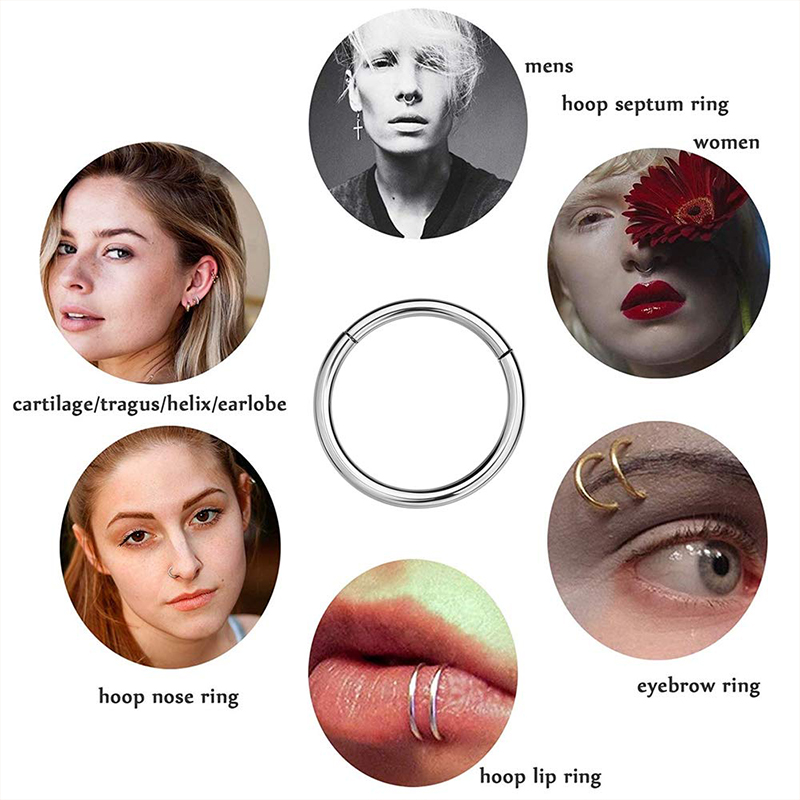 แหวนจมูกแบบคลิกเกอร์ 16G 316L  - Body Jewelry Ear บทวิจารณ์และราคา
