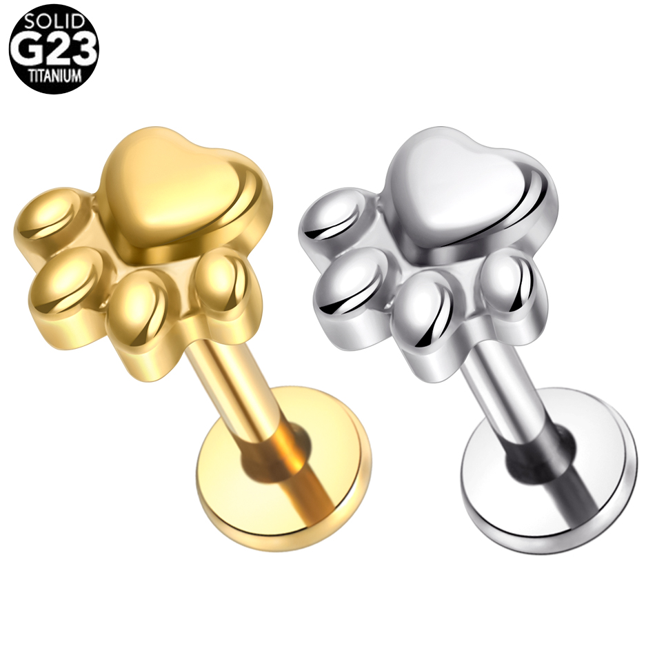 1ชิ้นต่างหูเม็ดกลมพิมพ์อุ้งเท้ - Zoor Body Jewelry บทวิจารณ์และราคา