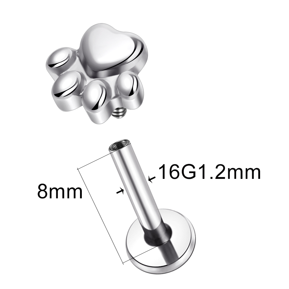 1ชิ้นต่างหูเม็ดกลมพิมพ์อุ้งเท้ - Zoor Body Jewelry บทวิจารณ์และราคา