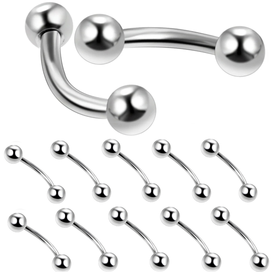 10 ชิ้น/ล็อตเหล็กคิ้วกล้วยเจาะ - Zoor Body Jewelry บทวิจารณ์และราคา