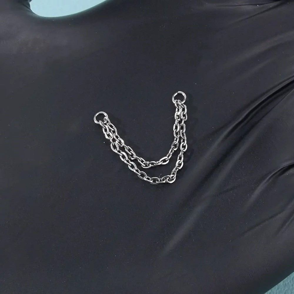 โซ่จมูกไทเทเนียม 3 ชั้น โซ่คู่ - Body Jewelry Ear บทวิจารณ์และราคา