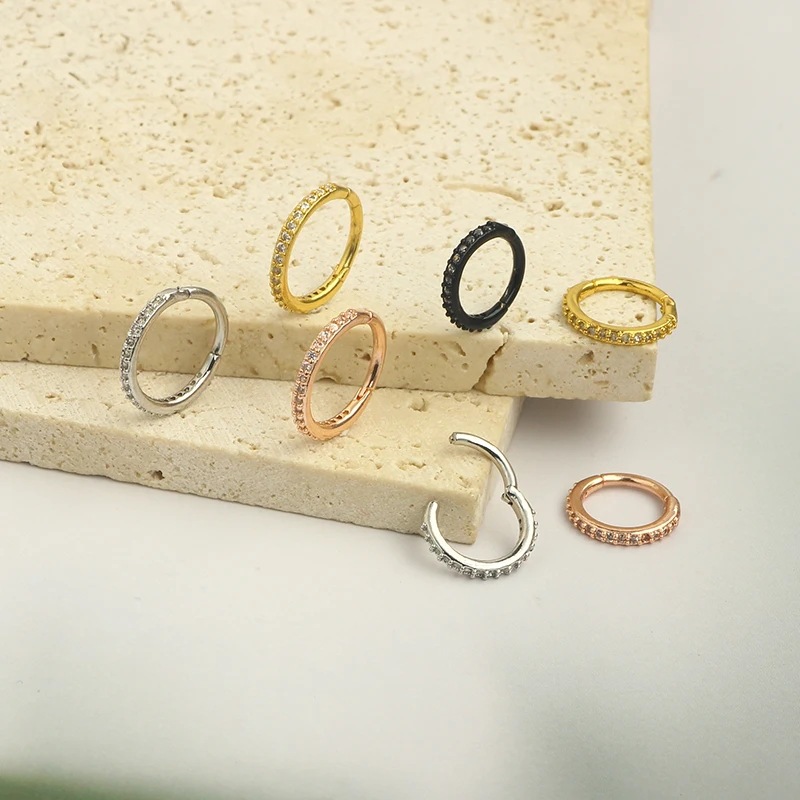 แหวนจมูกใส 16G ประดับเพชร CZ ว - Body Jewelry Ear บทวิจารณ์และราคา