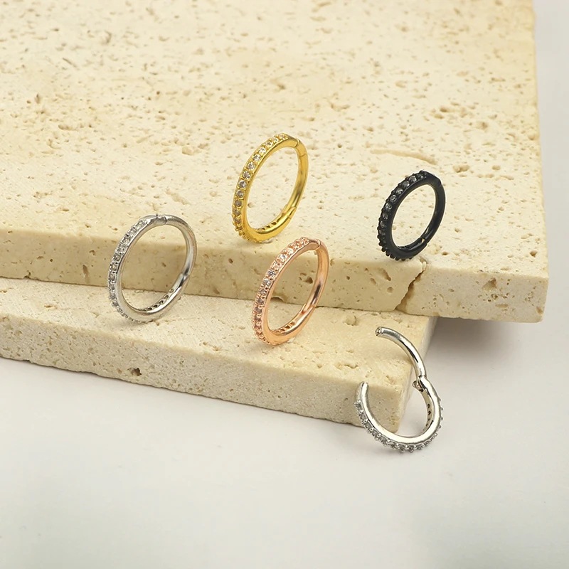 แหวนจมูกใส 16G ประดับเพชร CZ ว - Body Jewelry Ear บทวิจารณ์และราคา