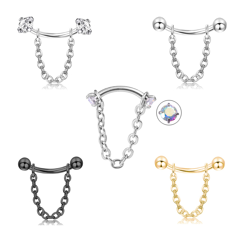 1Pc Zircon Ball Cone Eyebrow P - Rook Curved Barbell บทวิจารณ์และราคา