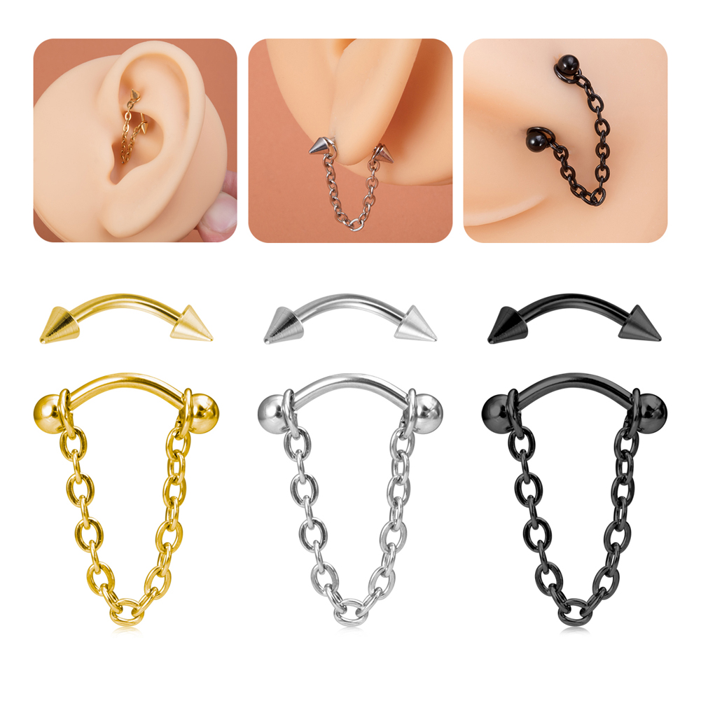 1Pc Zircon Ball Cone Eyebrow P - Rook Curved Barbell บทวิจารณ์และราคา