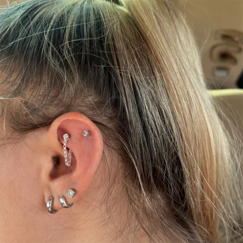 1Pc Zircon Ball Cone Eyebrow P - Rook Curved Barbell บทวิจารณ์และราคา