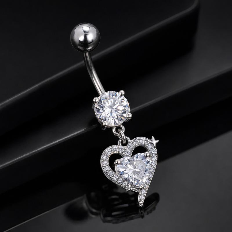 แหวนเจาะสะดือแบบโค้ง 1 ชิ้น ทำ - Body Jewelry Surgical Steel บทวิจารณ์และราคา