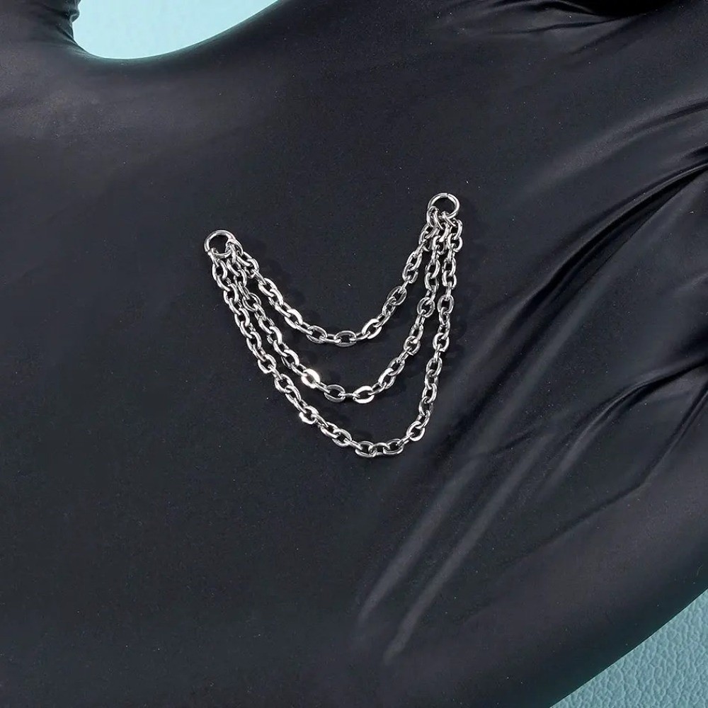 แฟชั่นโซ่จมูกไทเทเนียม โซ่คู่  - Body Jewelry Ear บทวิจารณ์และราคา