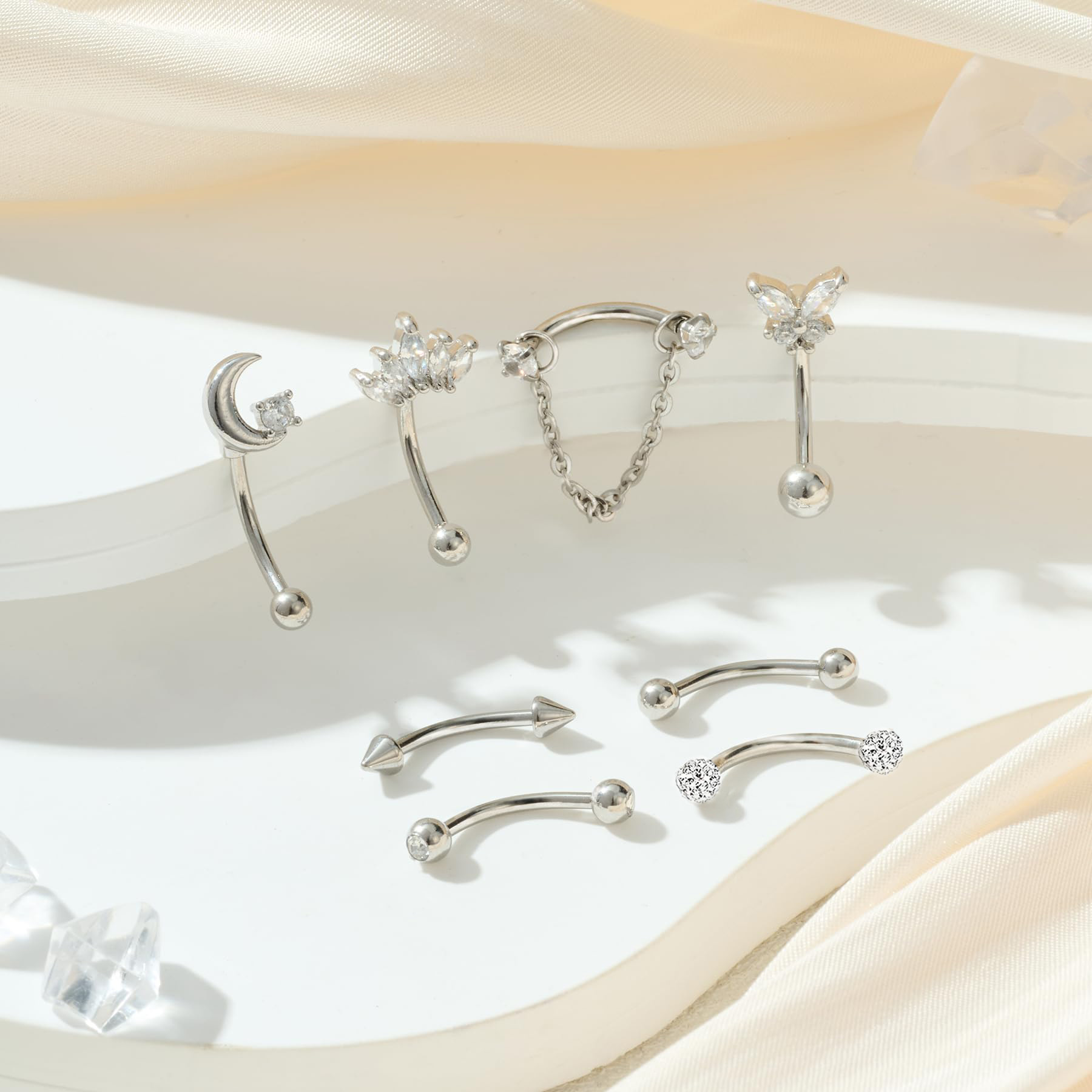 8PCS / ชุด 16G แหวนคิ้วสำหรับต - Rook Curved Barbell บทวิจารณ์และราคา