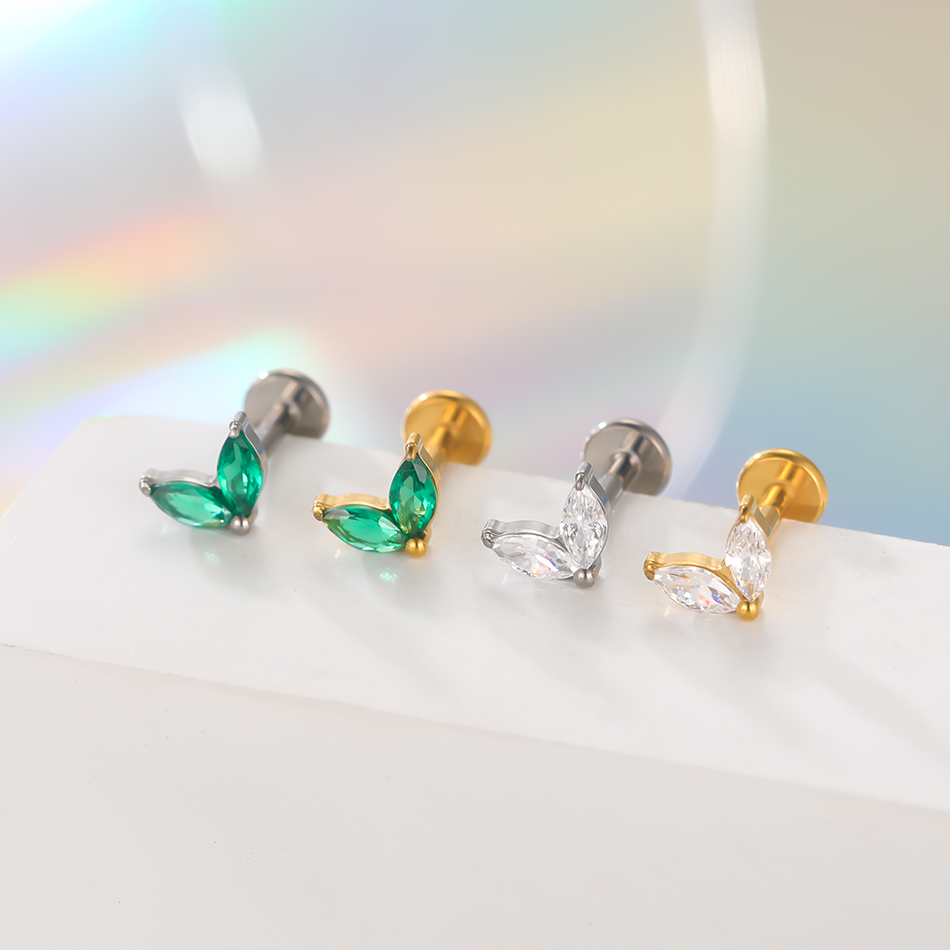1 PC ไทเทเนียมสีขาวสีเขียว Zir - Zoor Body Jewelry บทวิจารณ์และราคา