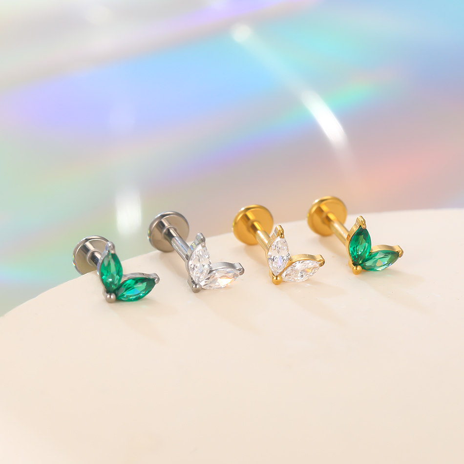 1 PC ไทเทเนียมสีขาวสีเขียว Zir - Zoor Body Jewelry บทวิจารณ์และราคา