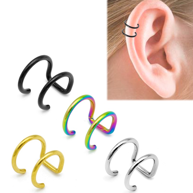 ต่างหูหนีบแบบคลิป 2 ชิ้น ทำจาก - Body Jewelry Ear บทวิจารณ์และราคา