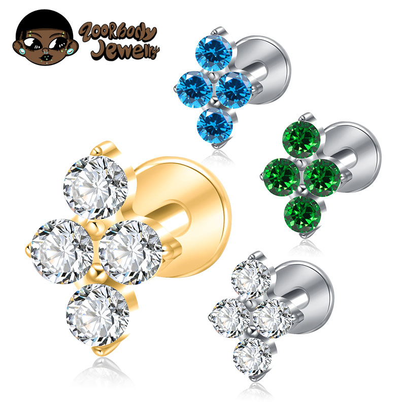 ASTM F136 ไทเทเนียมเจาะ 16G CZ - Zoor Body Jewelry บทวิจารณ์และราคา