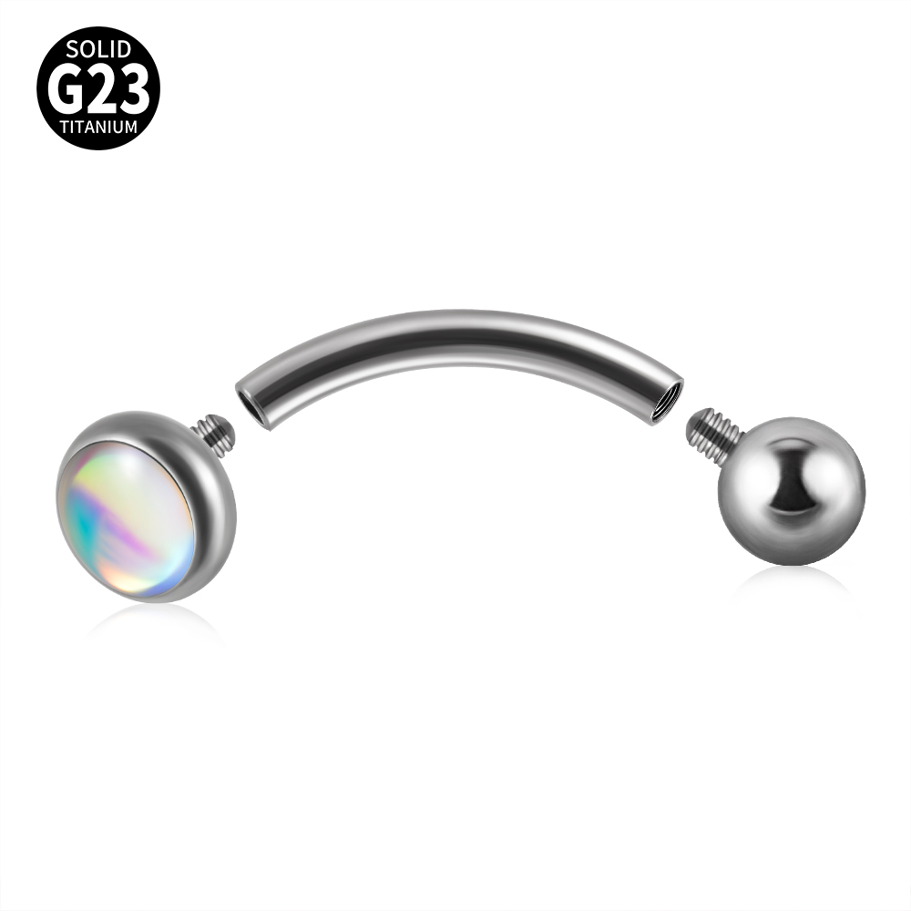 1PC G23 TItanium 16G แฟลชอัญมณ - Rook Curved Barbell บทวิจารณ์และราคา