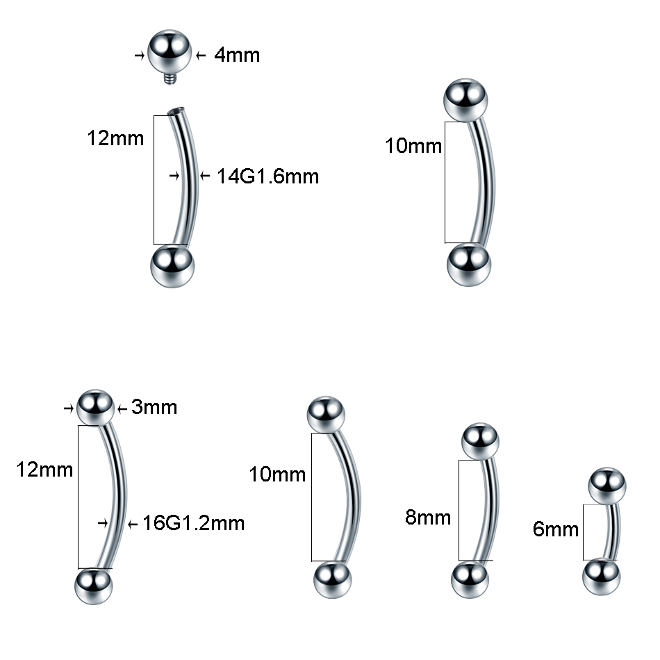10 ชิ้น/ล็อต G23 ไทเทเนียมคิ้ว - Zoor Body Jewelry บทวิจารณ์และราคา