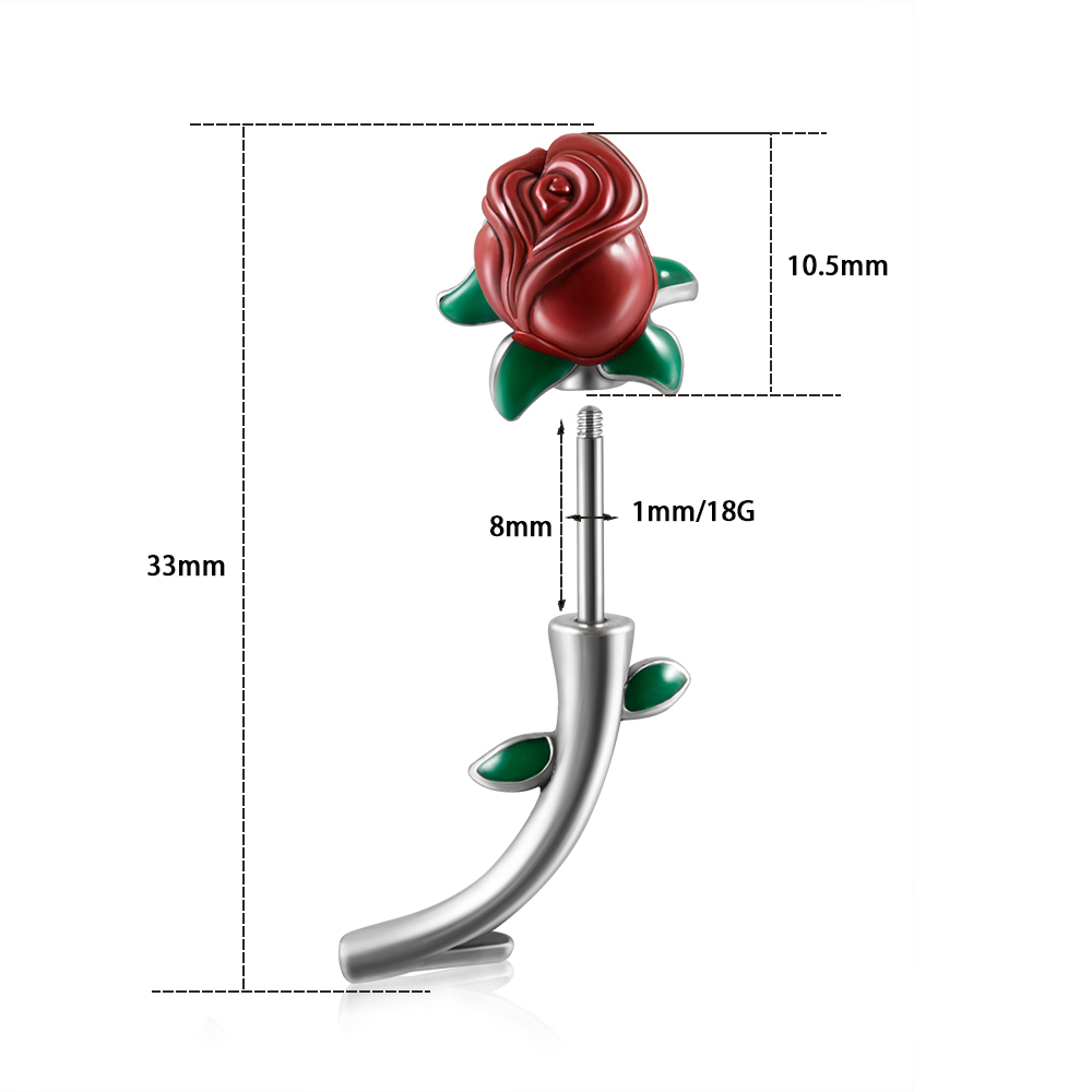 1ชิ้นห่วงเจาะสะดือดอกไม้ดอกกุห - Rook Curved Barbell บทวิจารณ์และราคา