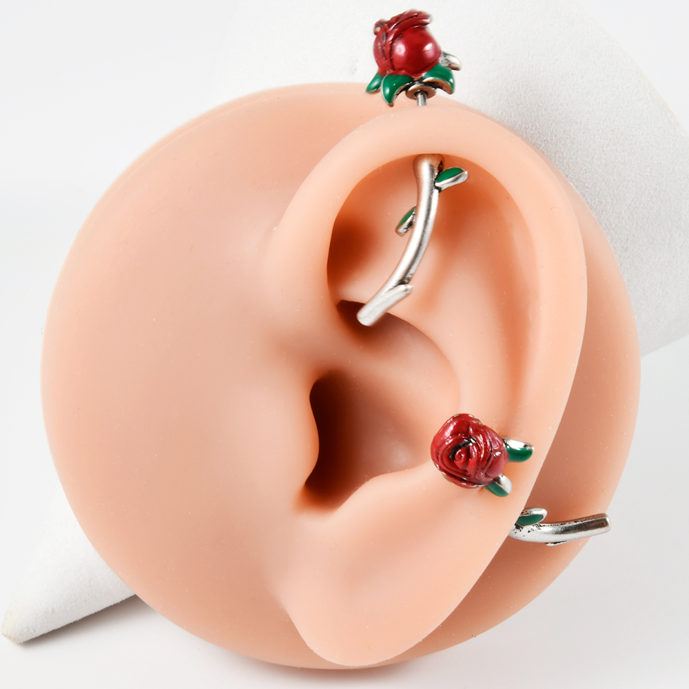 1ชิ้นห่วงเจาะสะดือดอกไม้ดอกกุห - Rook Curved Barbell บทวิจารณ์และราคา