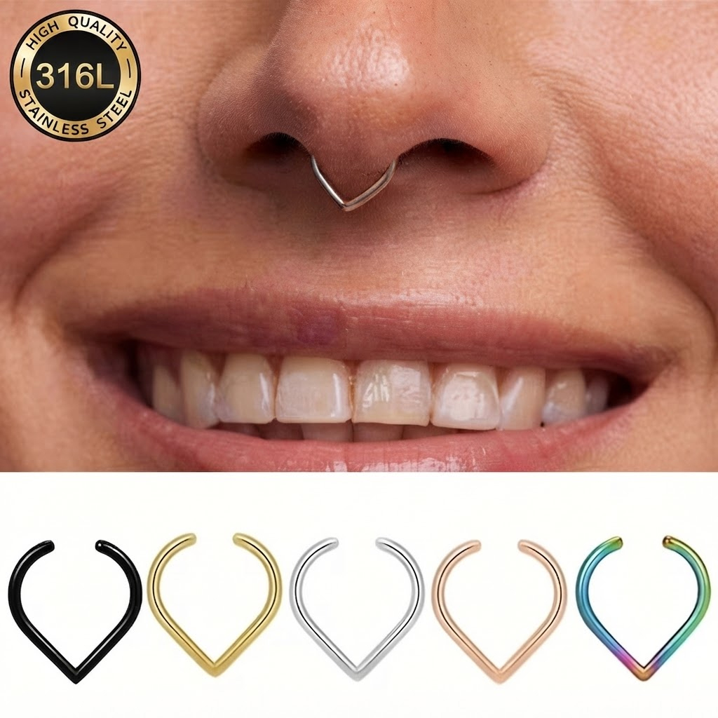ชุดแหวนจมูกปลอมสแตนเลส 5 ชิ้น  - Body Jewelry Ear บทวิจารณ์และราคา