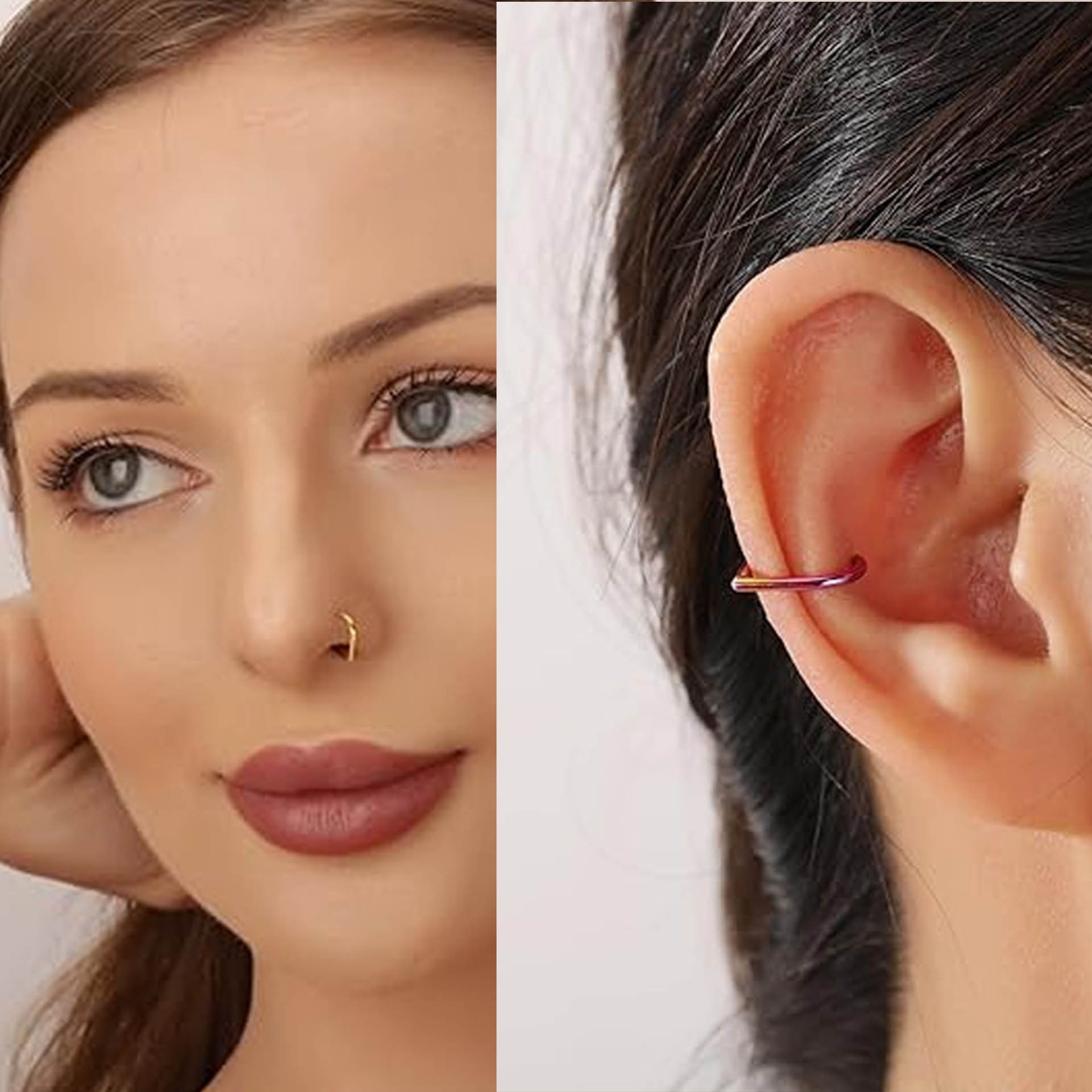 ชุดแหวนจมูกปลอมสแตนเลส 5 ชิ้น  - Body Jewelry Ear บทวิจารณ์และราคา