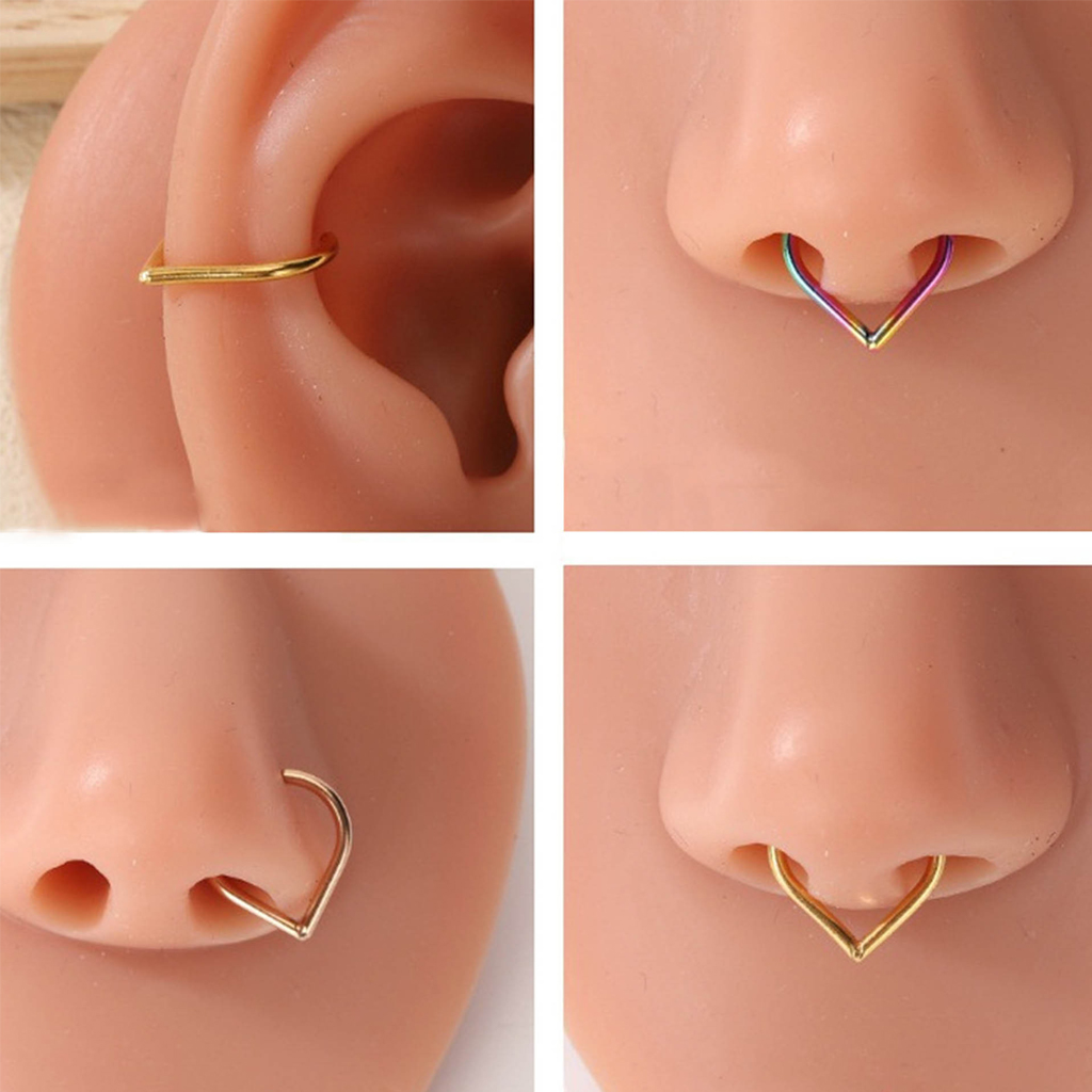 ชุดแหวนจมูกปลอมสแตนเลส 5 ชิ้น  - Body Jewelry Ear บทวิจารณ์และราคา