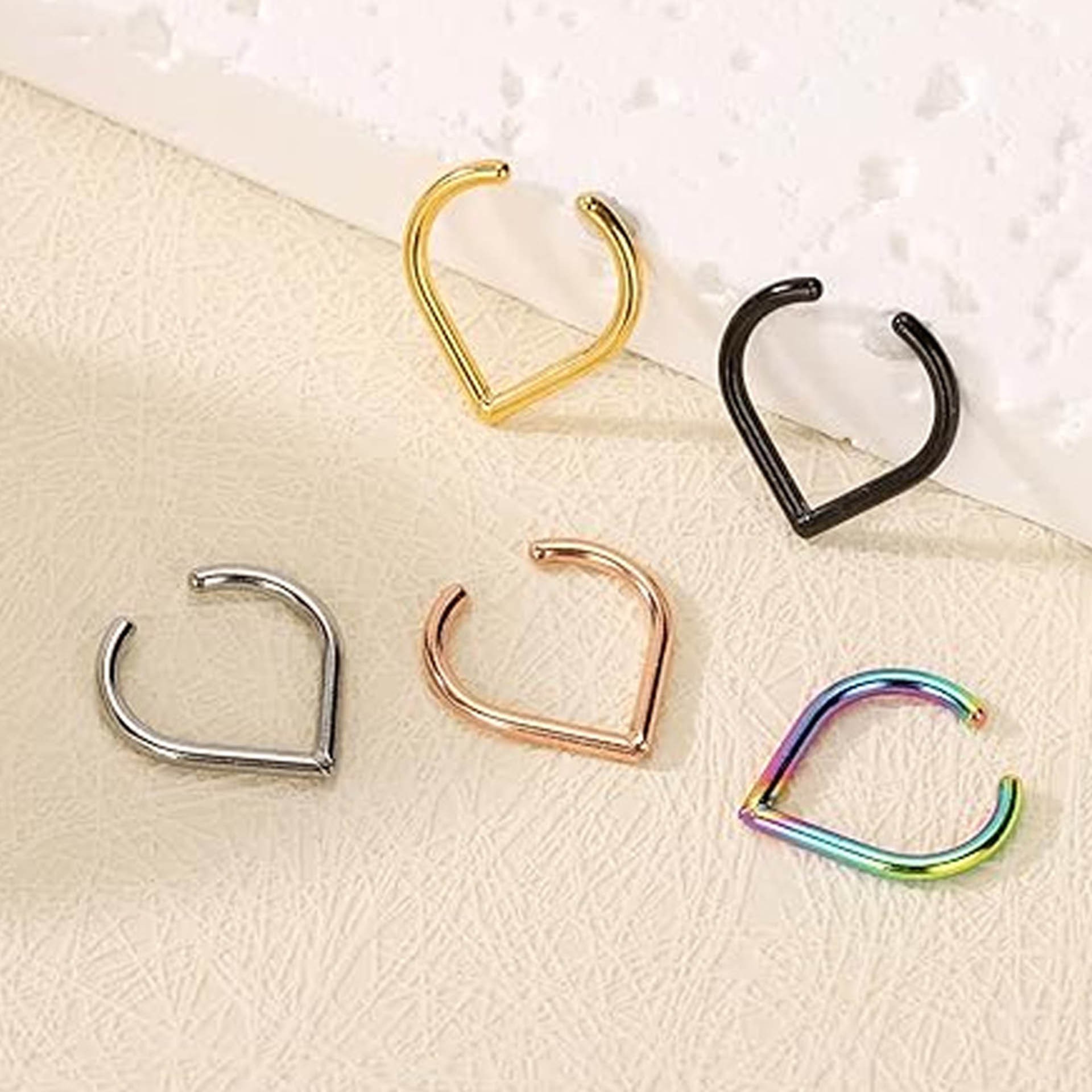 ชุดแหวนจมูกปลอมสแตนเลส 5 ชิ้น  - Body Jewelry Ear บทวิจารณ์และราคา