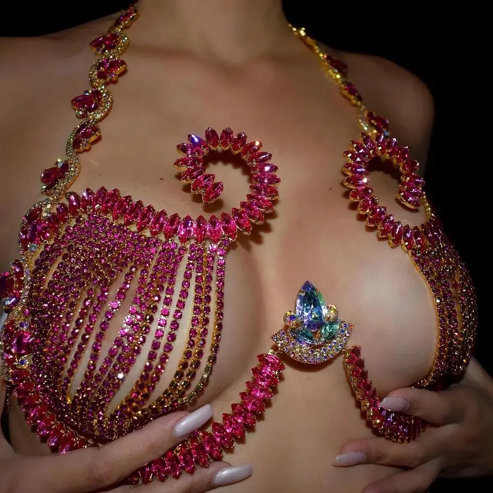 ที่ยึดหน้าอกคริสตัลสีชมพูสำหรั - Body Jewelry Bra บทวิจารณ์และราคา