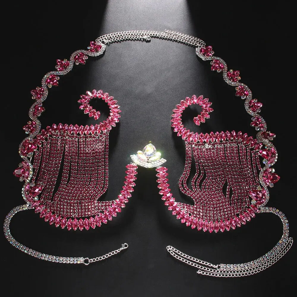 ที่ยึดหน้าอกคริสตัลสีชมพูสำหรั - Body Jewelry Bra บทวิจารณ์และราคา