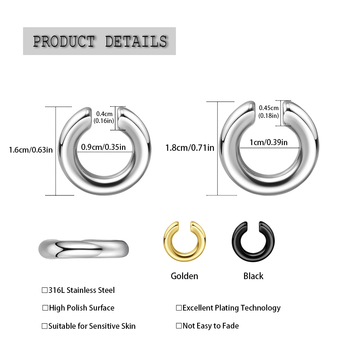 1 PC ยุ้ย C-Shaped Non-Piercin - Body Jewelry Ear บทวิจารณ์และราคา